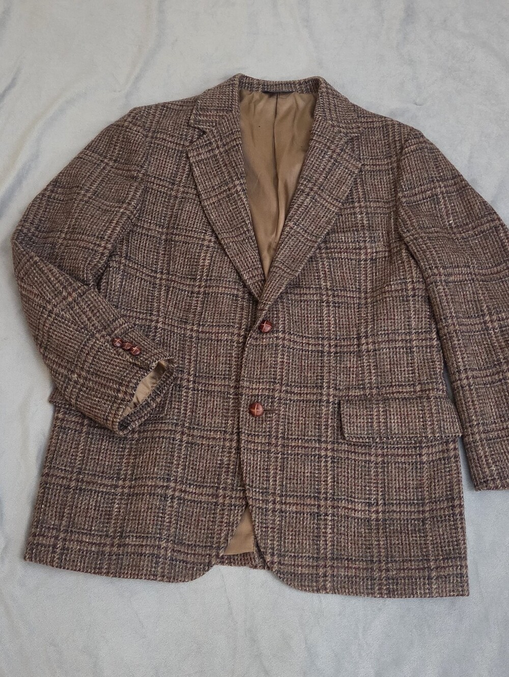 Vintage Pendleton Tweed Sport Coat 44 Blazer Virgin Wool Brown Plaid USA Made